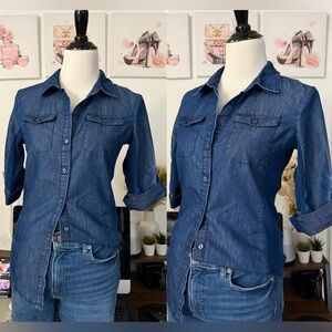 🍒Brand New without tag Cavalini Dark Blue Denim Button-Down Shirt